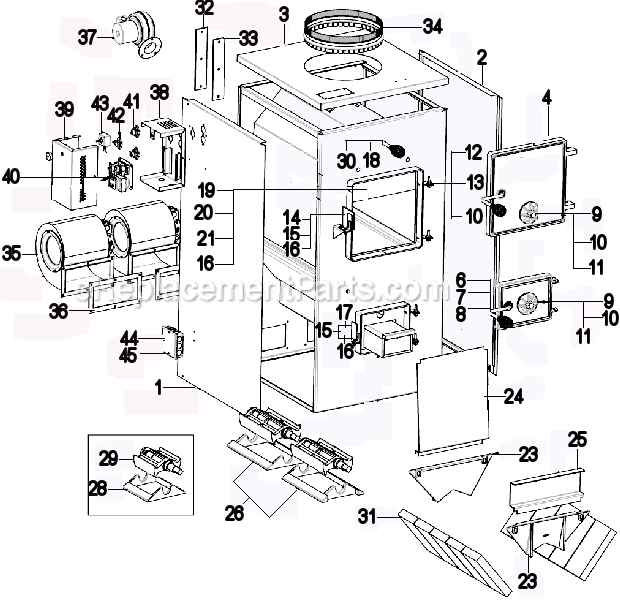 Page A Diagram and Parts List for 30A  US Stove Company Furnace